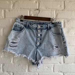 Rue 21 Jean Shorts Acid Wash Button Fly High Waist